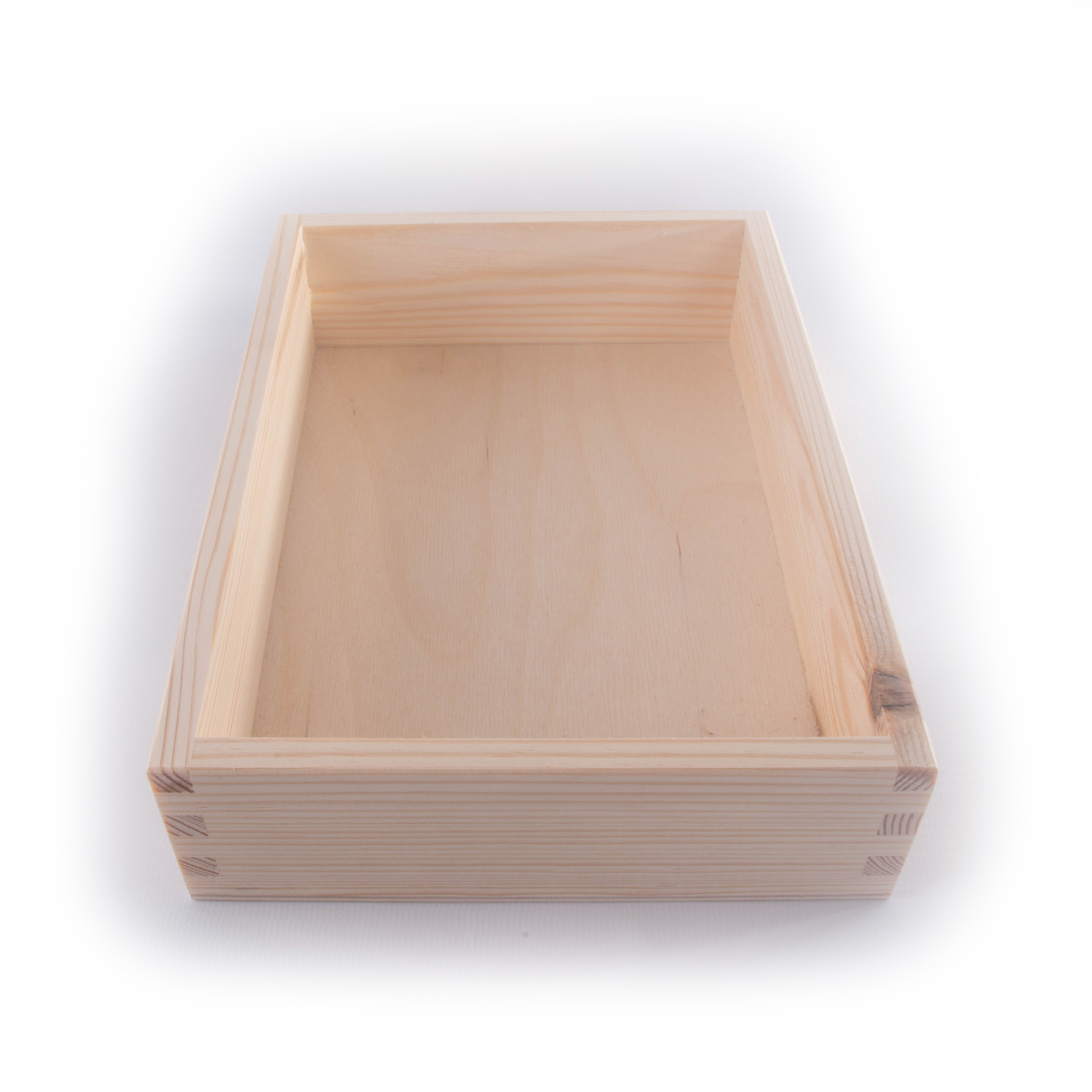 Rectangular Wooden Open Top Box / 22x16x5.4cm Non-Lidded Pine Tray ...