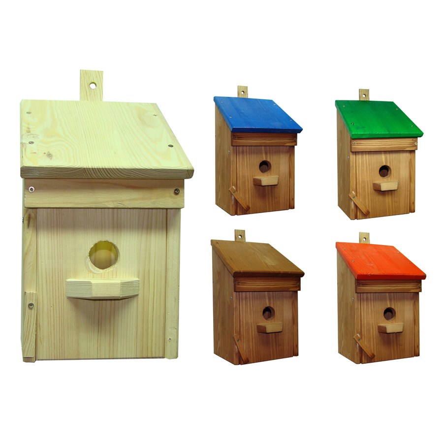 4 X Wooden Bird Nesting Box Small Nest Traditional Wood House Robin FA2