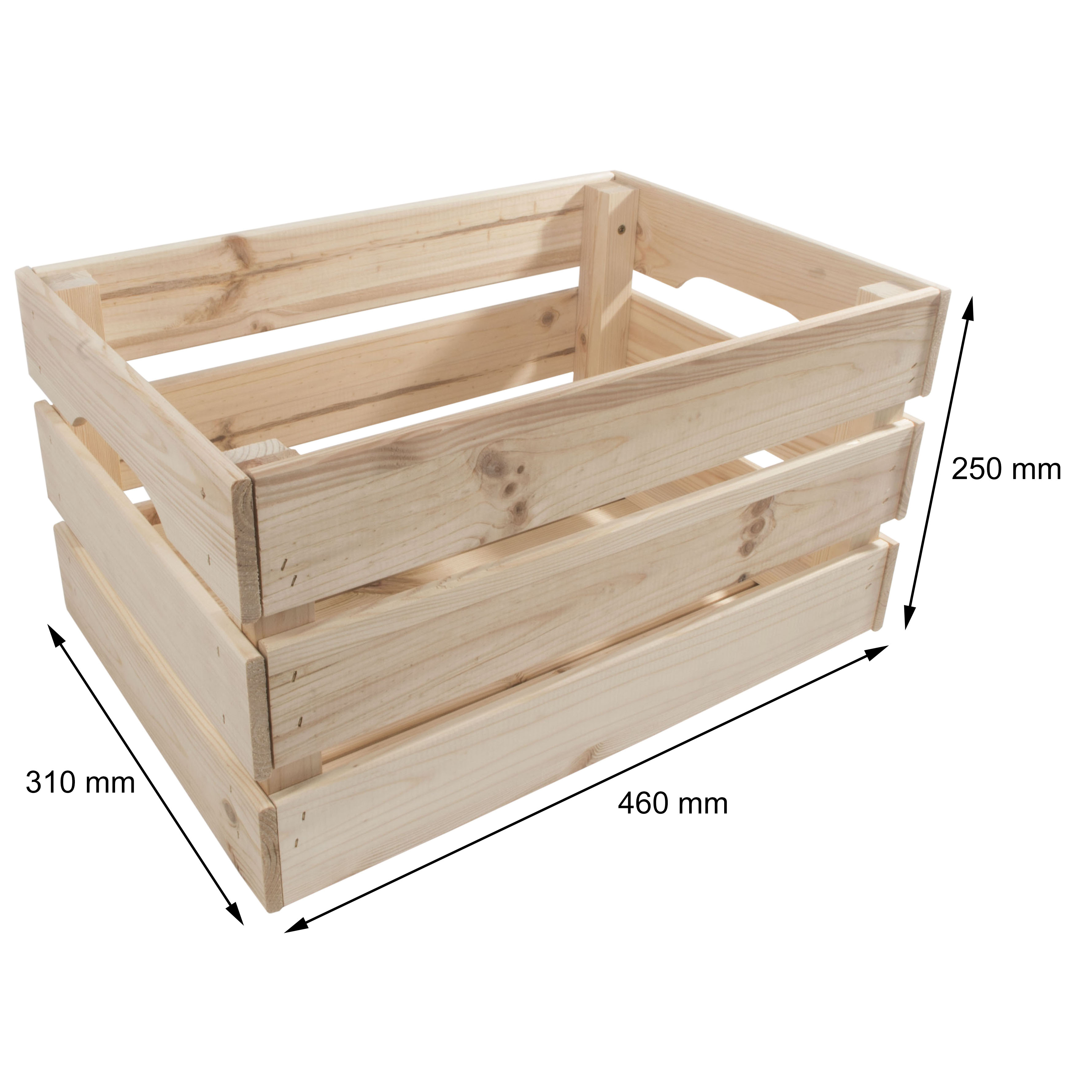Large Wooden Crate 46x31x25 Cm Unpainted Vegetable Apple Storage Box Handles 7625849158915 Ebay