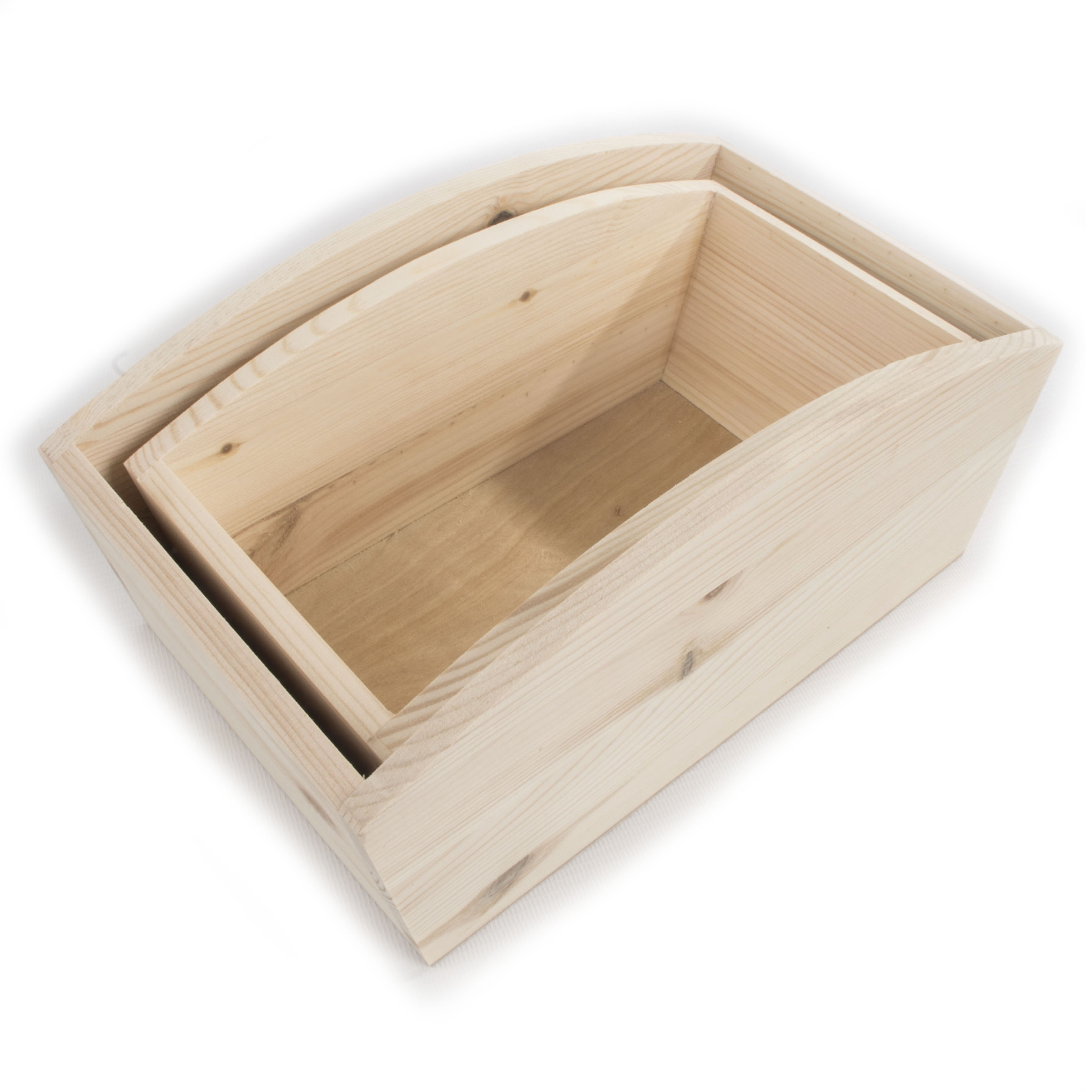 Set of 2 Wooden Multi-purposes Boxes Baskets For Decoupage Craft To Decorate