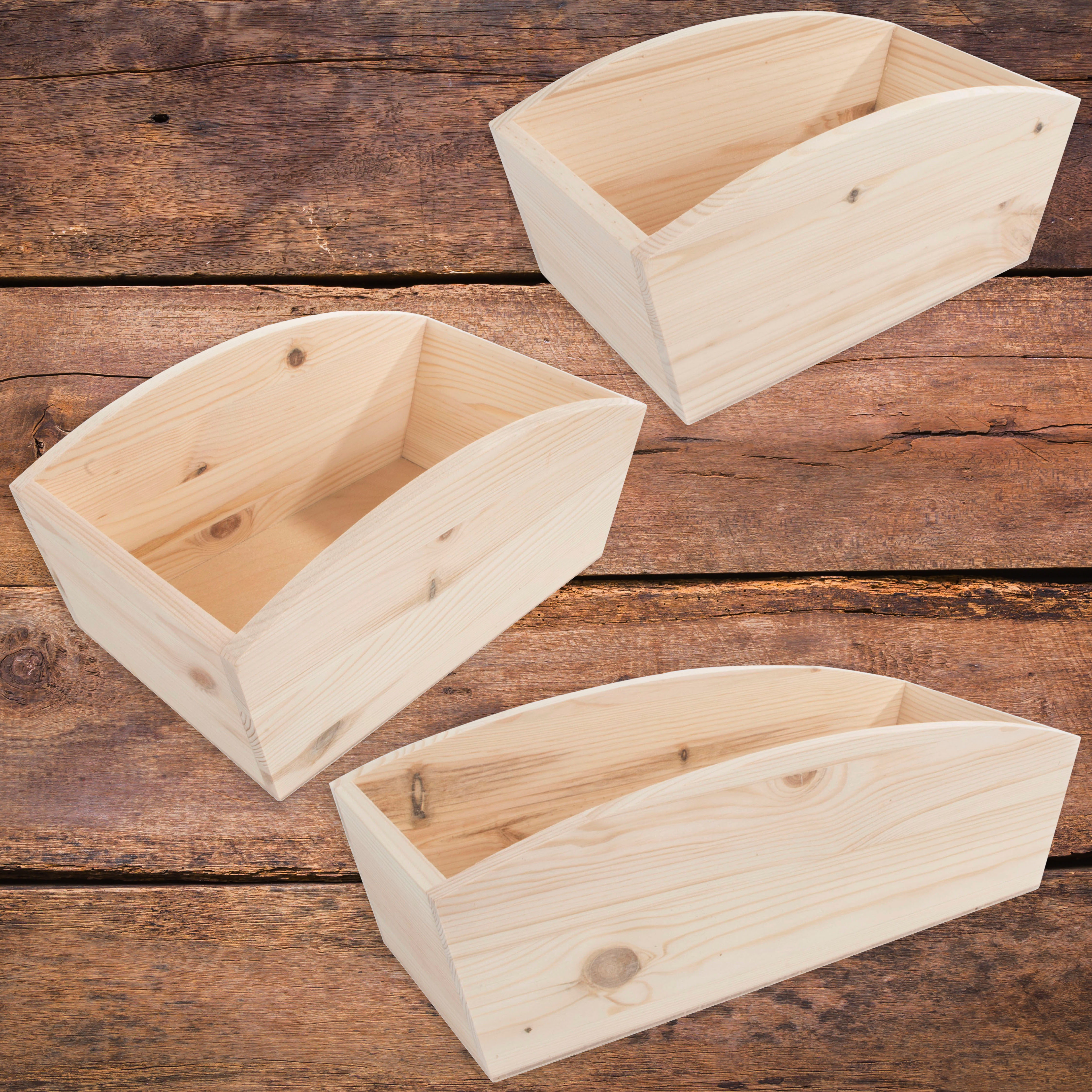 open top wooden box