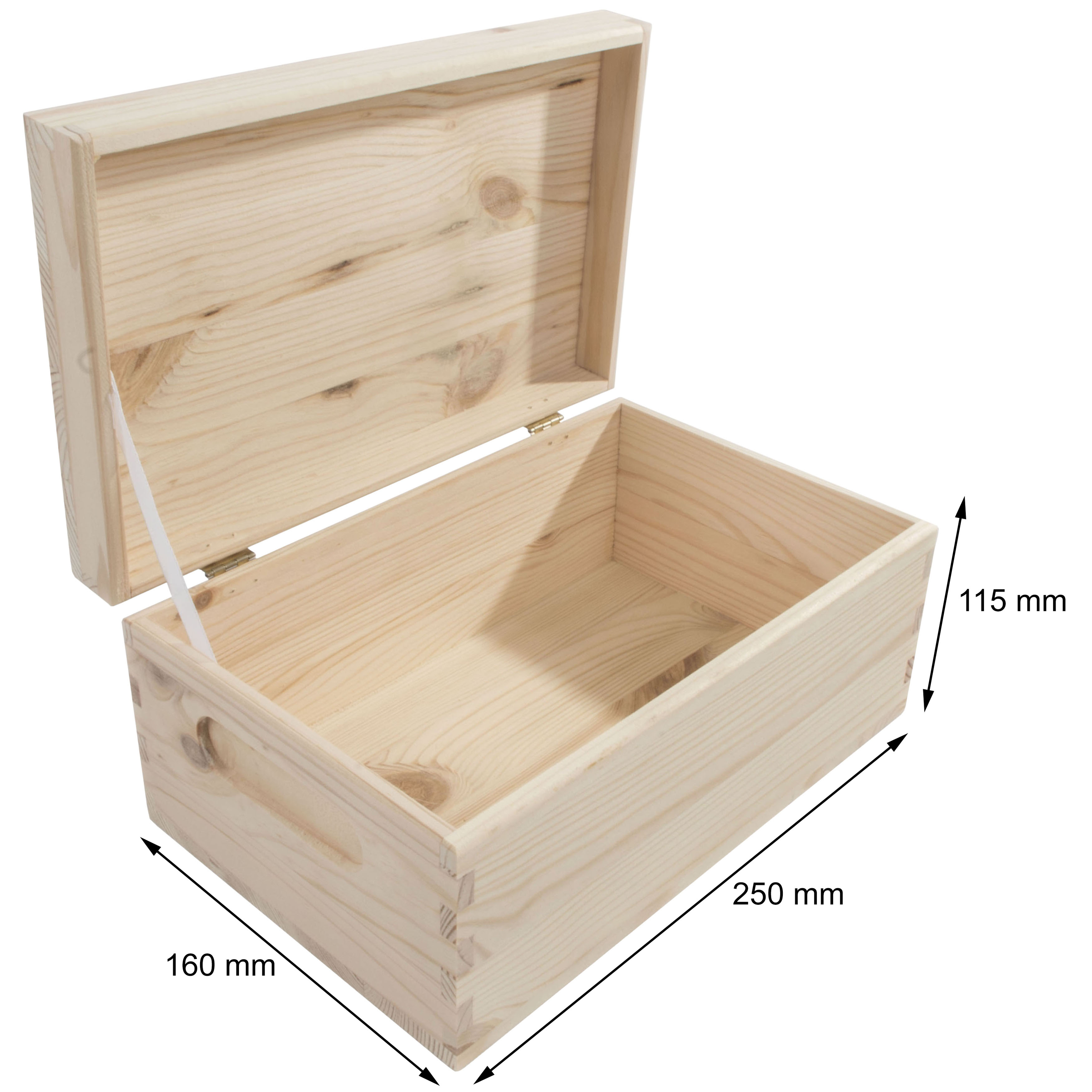Small Rectangular Wooden Storage Box With Lid And Handles 