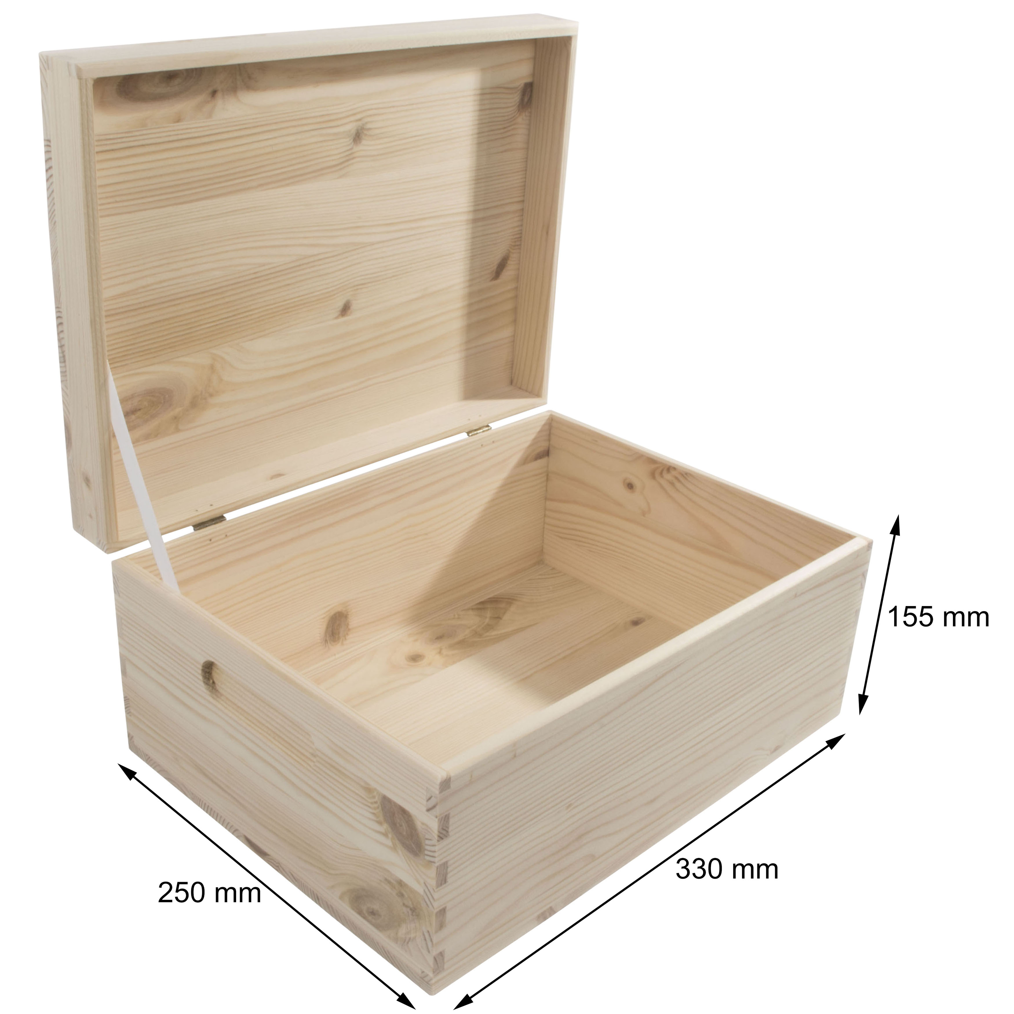 Large Rectangular Wooden Storage Box With Lid And Handles 