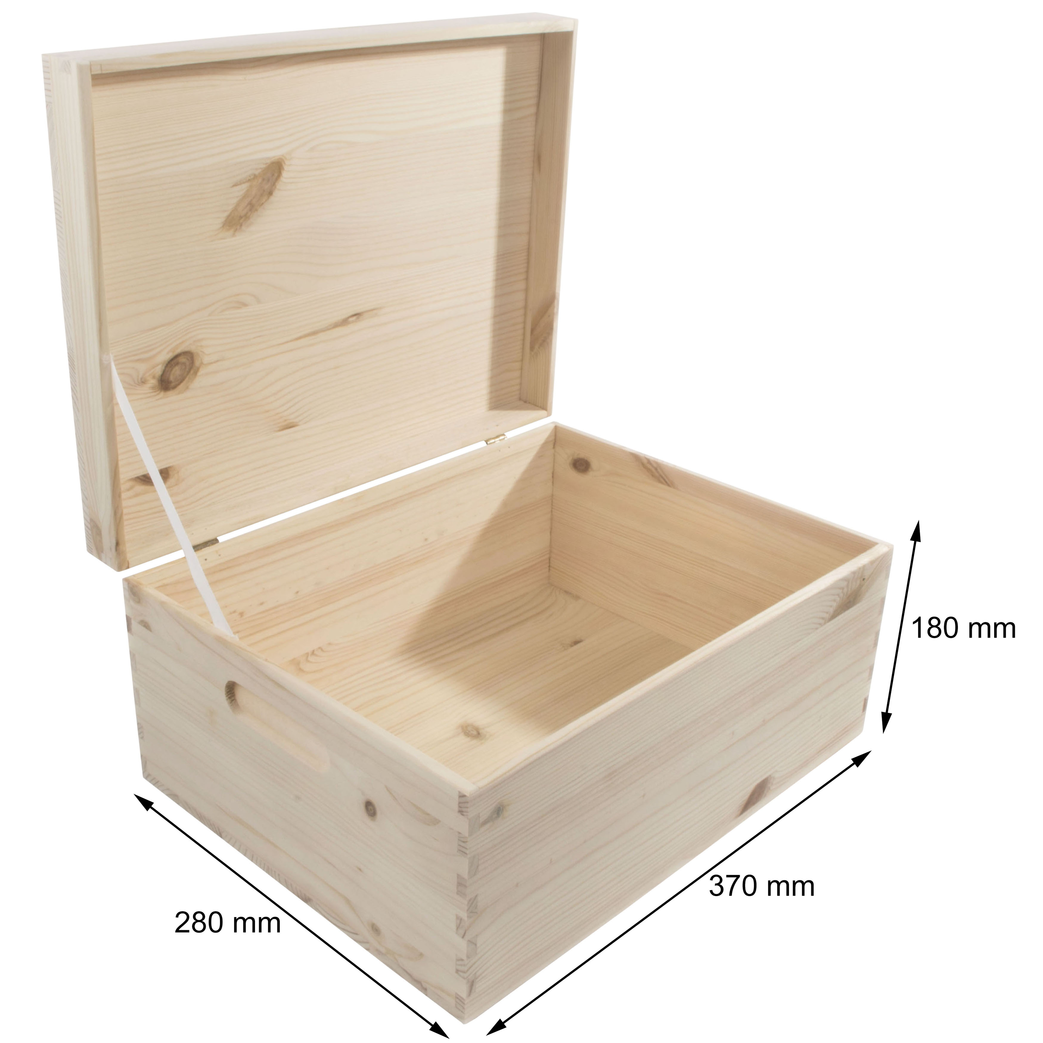 Large+ Rectangular Wooden Storage Box With Lid And Handles 