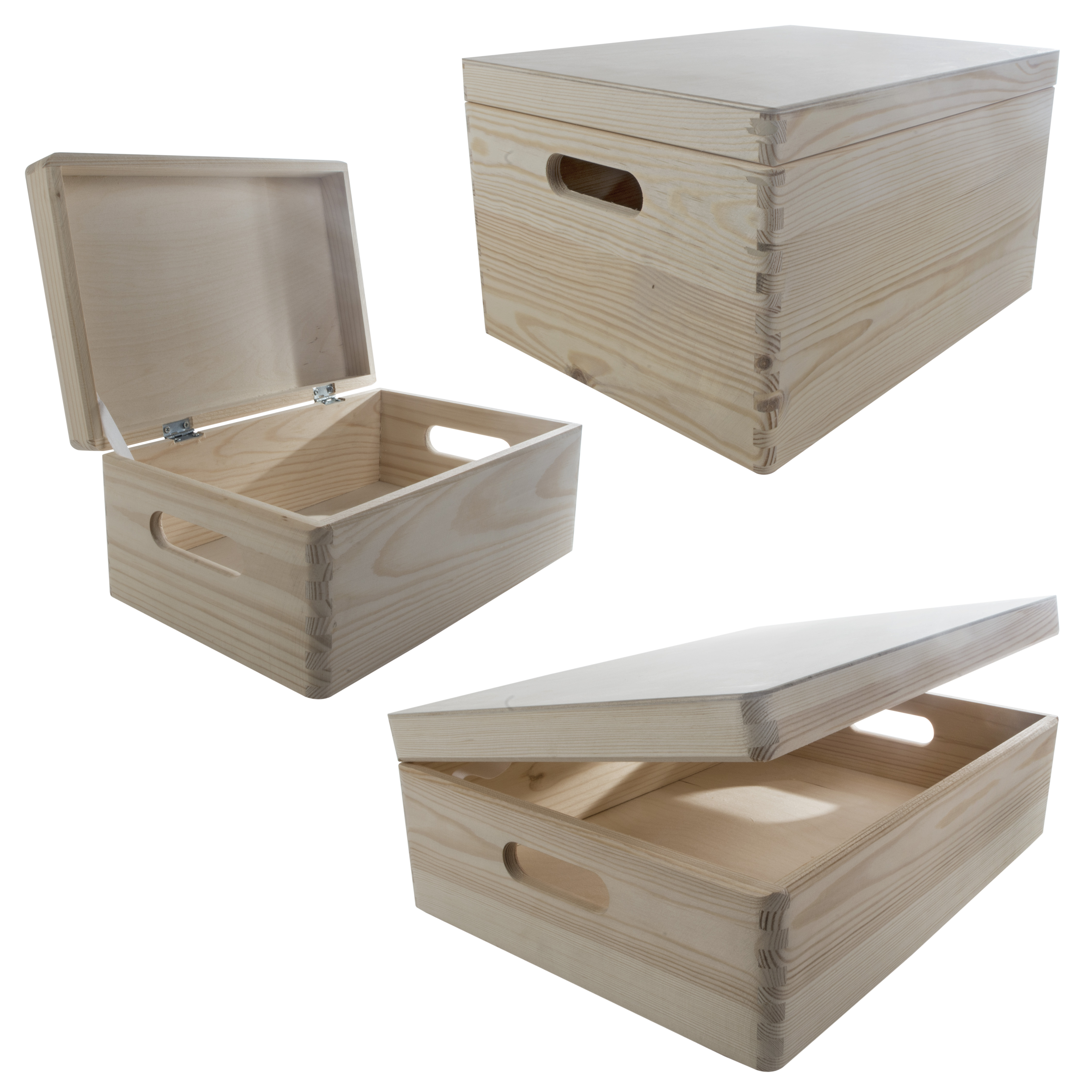 Under-bed Wooden Containers on Wheels, Choice of Sizes, Unfinished Chests  w/Lids