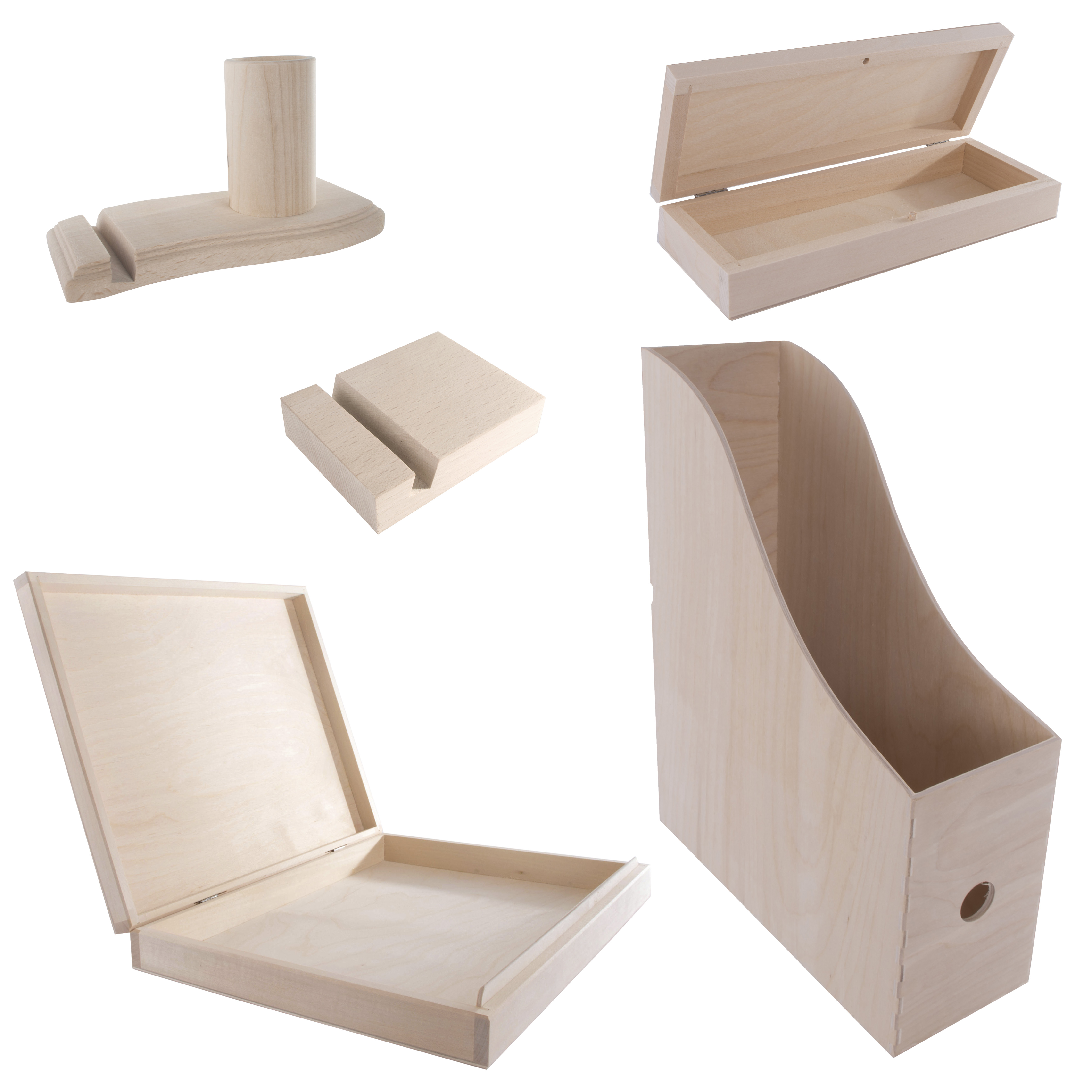 Details About Wooden Desktop Accessories 5 Pcs Set A4 Arch Box Pencil Card Mobile Holder