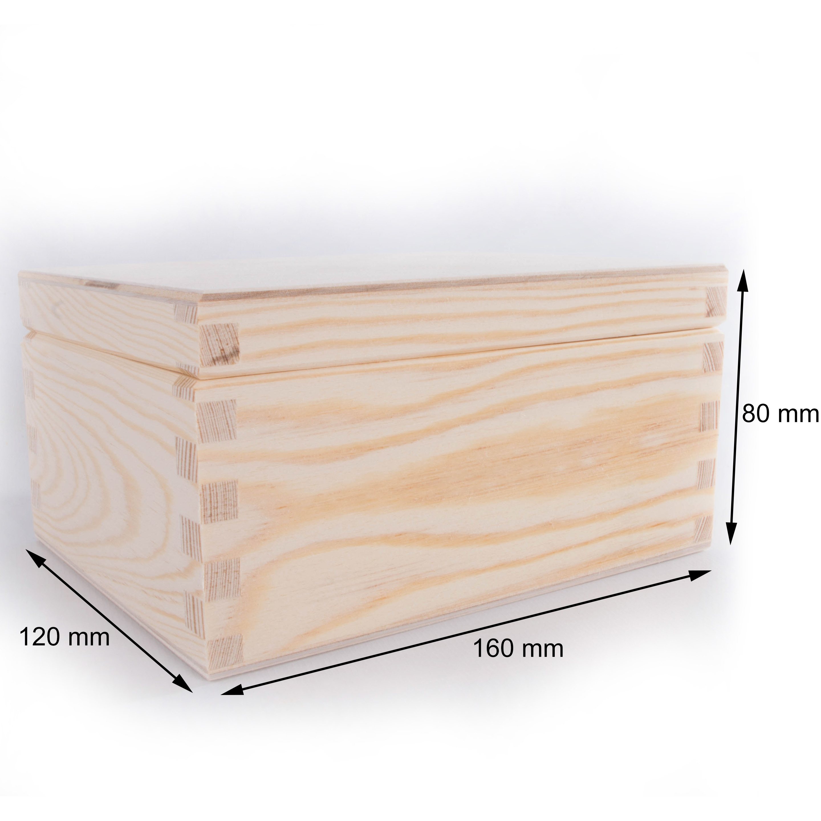Small Rectangular Wooden Box with Lid | 16 x 12 x 8 cm | Plain ...