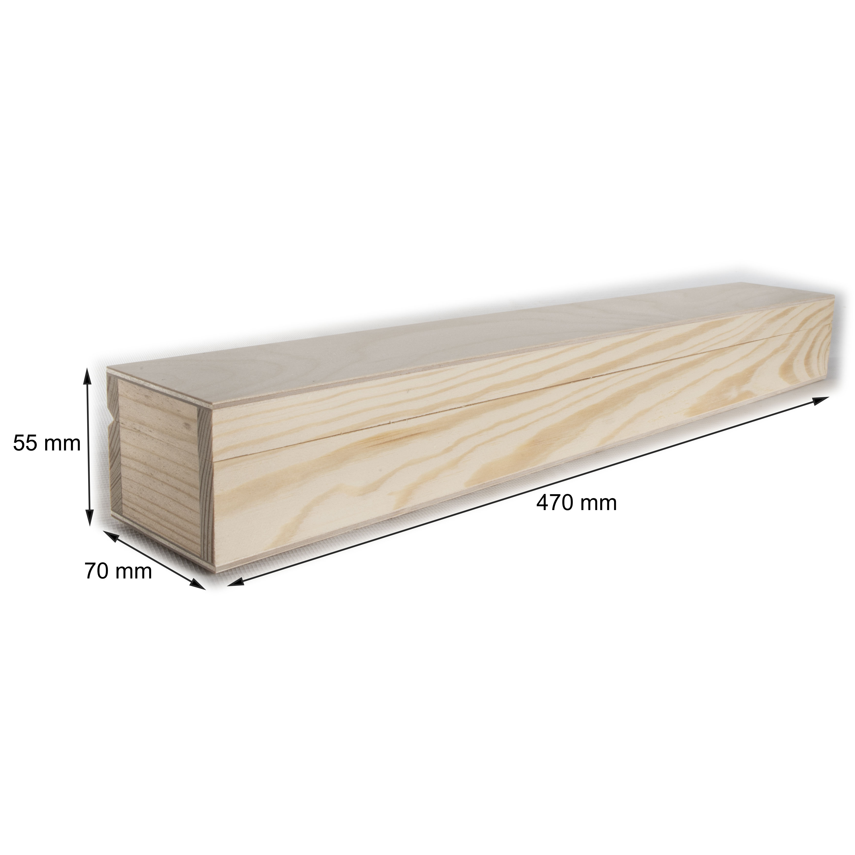 Oblong Long Rectangular Wooden Box with Lid | 47 x 7 x 5.5 cm | Candle ...