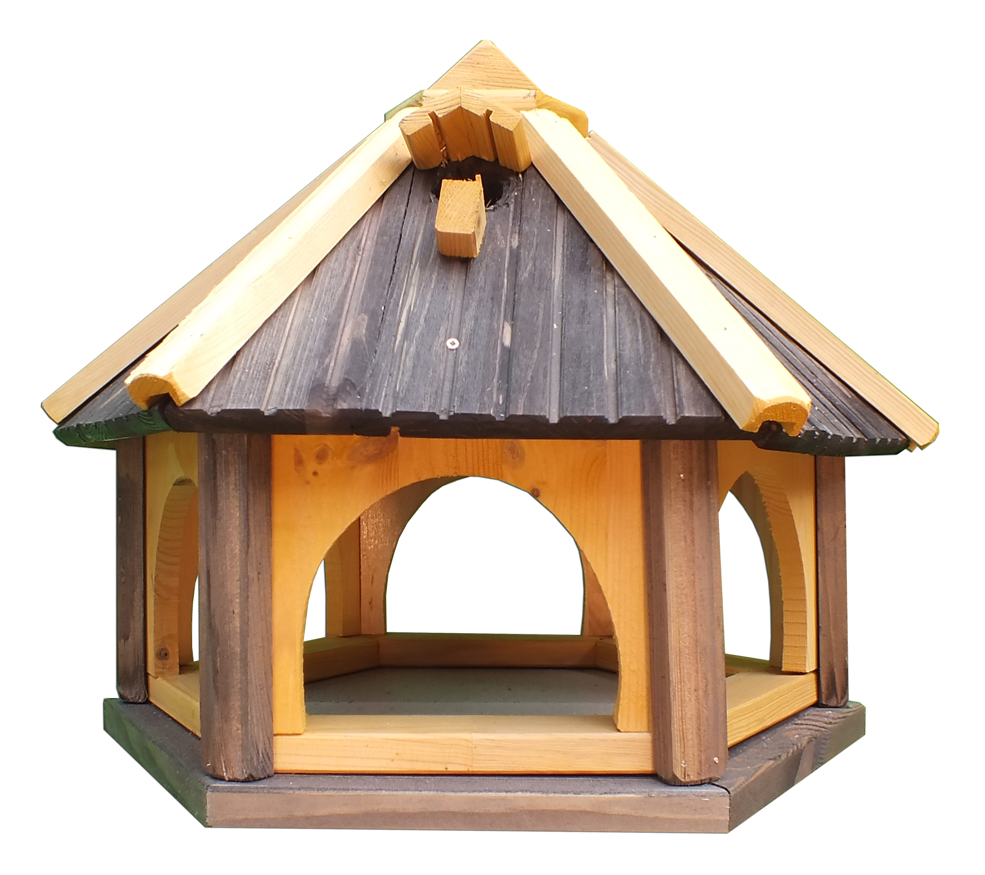 Grey Wooden Bird Table Feeder With Roof Nest Box 52cm Birdhouse